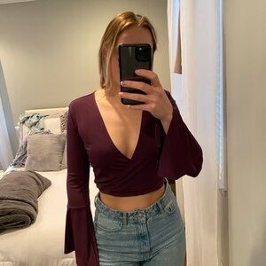 BCBG long sleeve wrap top